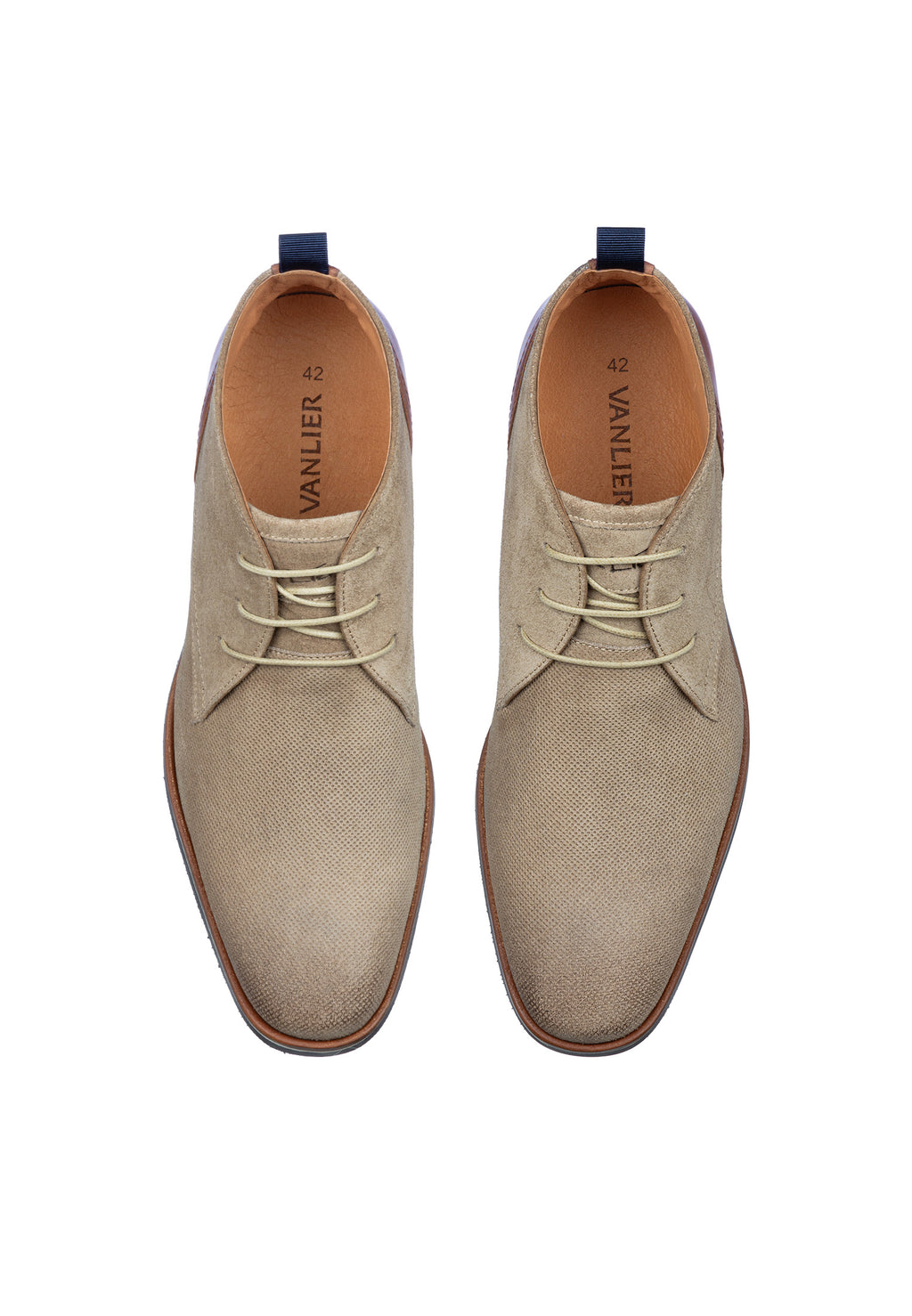 Taupe suède Amalfi halfhoge veterschoen