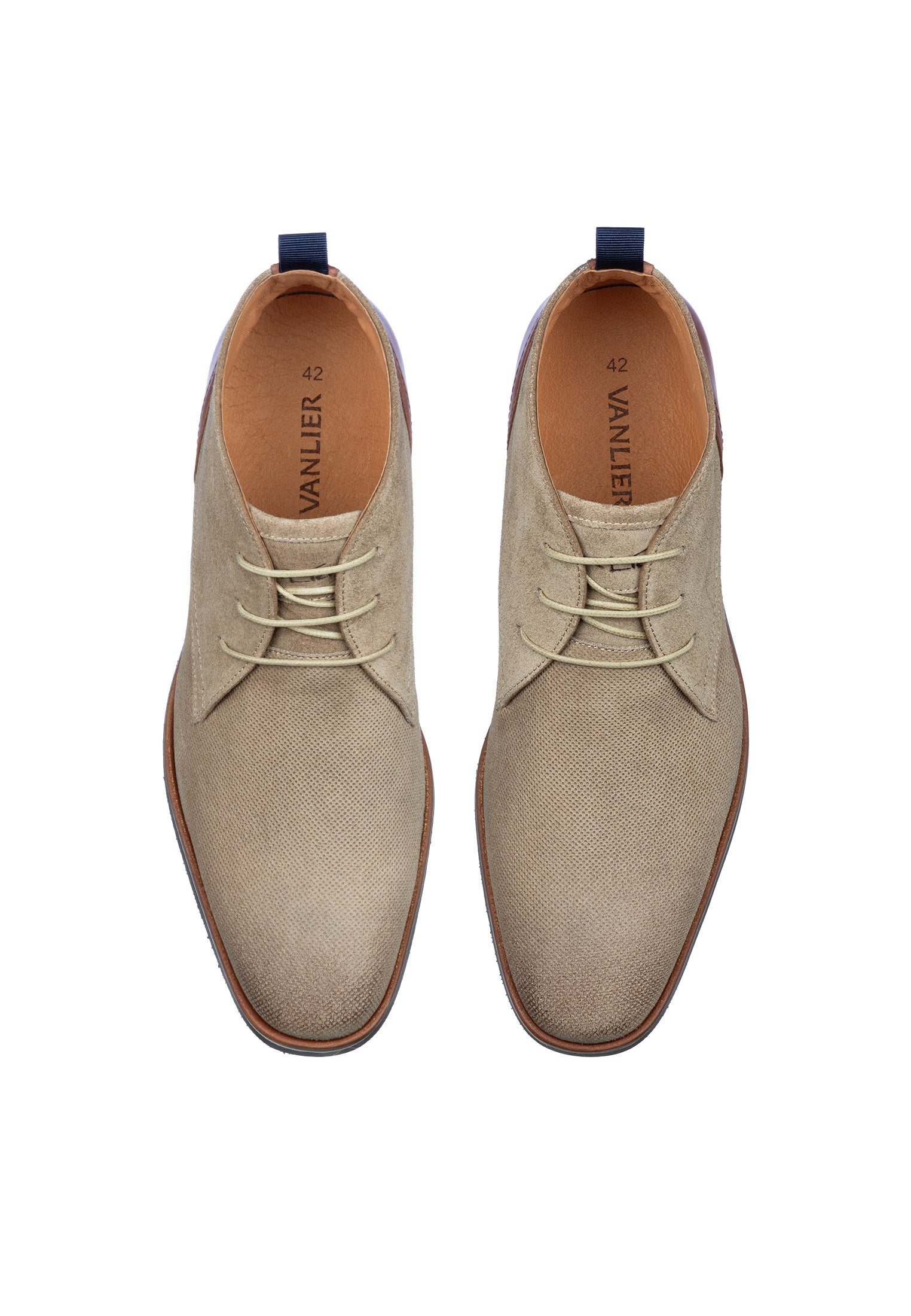 Taupe suède Amalfi halfhoge veterschoen