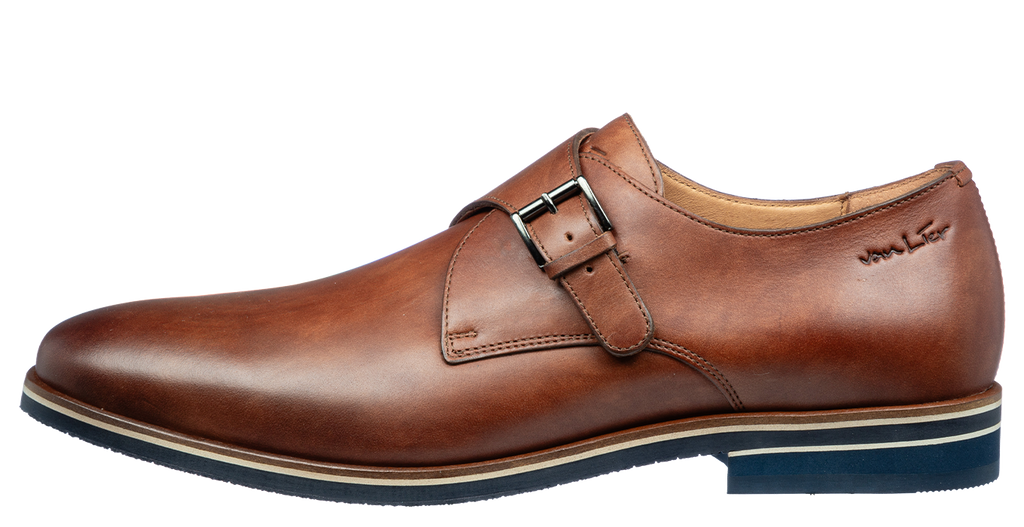 Licht cognac gladleren Amalfi gespschoen