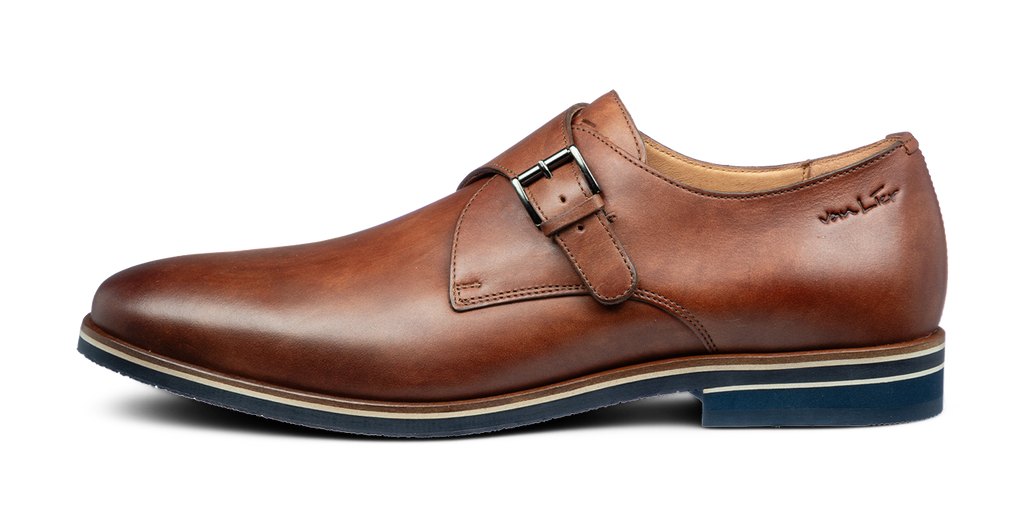 Licht cognac gladleren Amalfi gespschoen