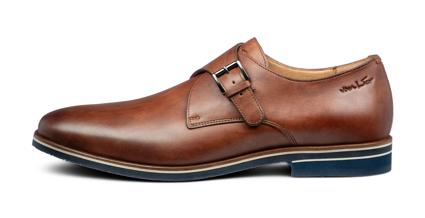 Licht cognac gladleren Amalfi gespschoen