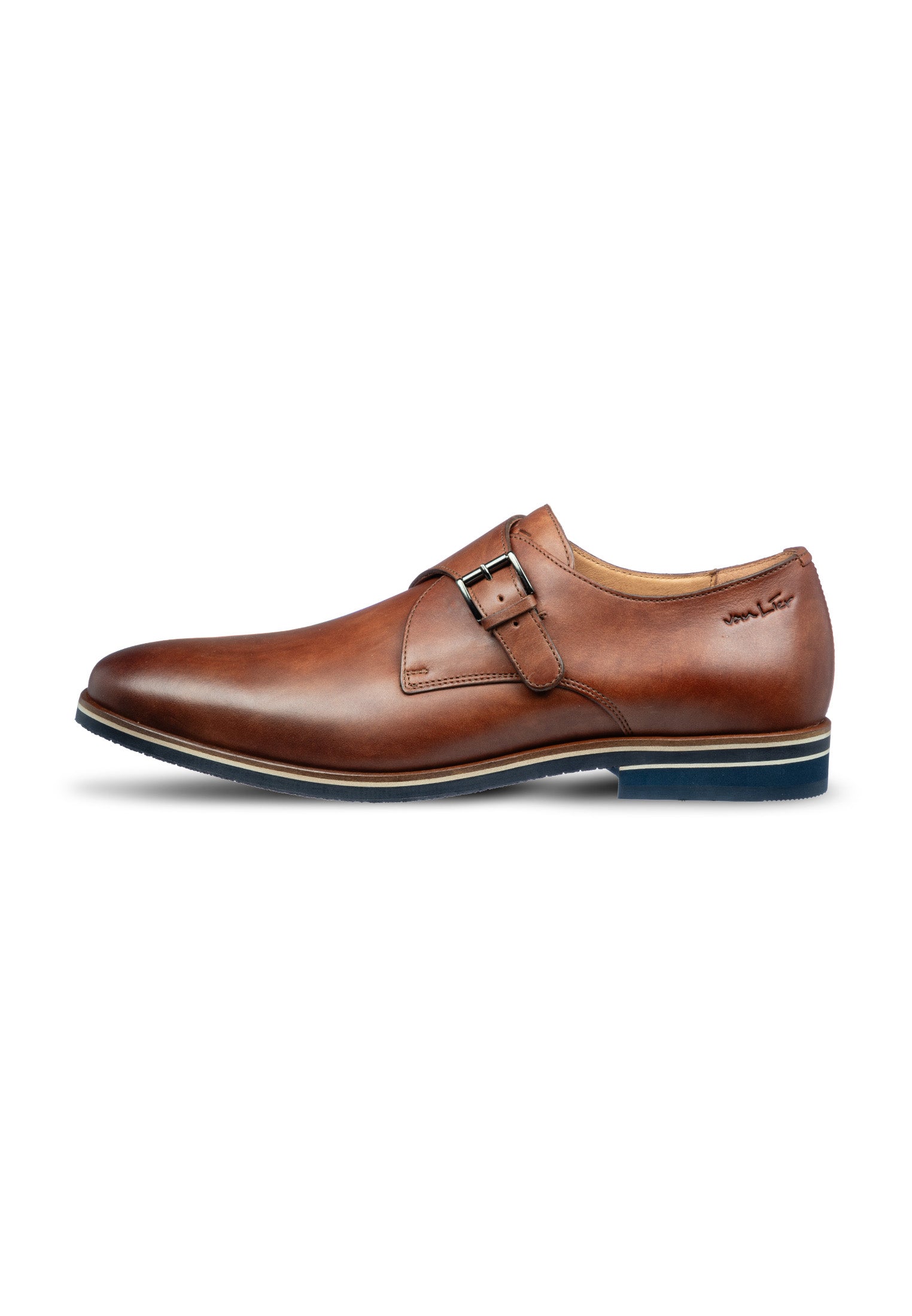 Licht cognac gladleren Amalfi gespschoen