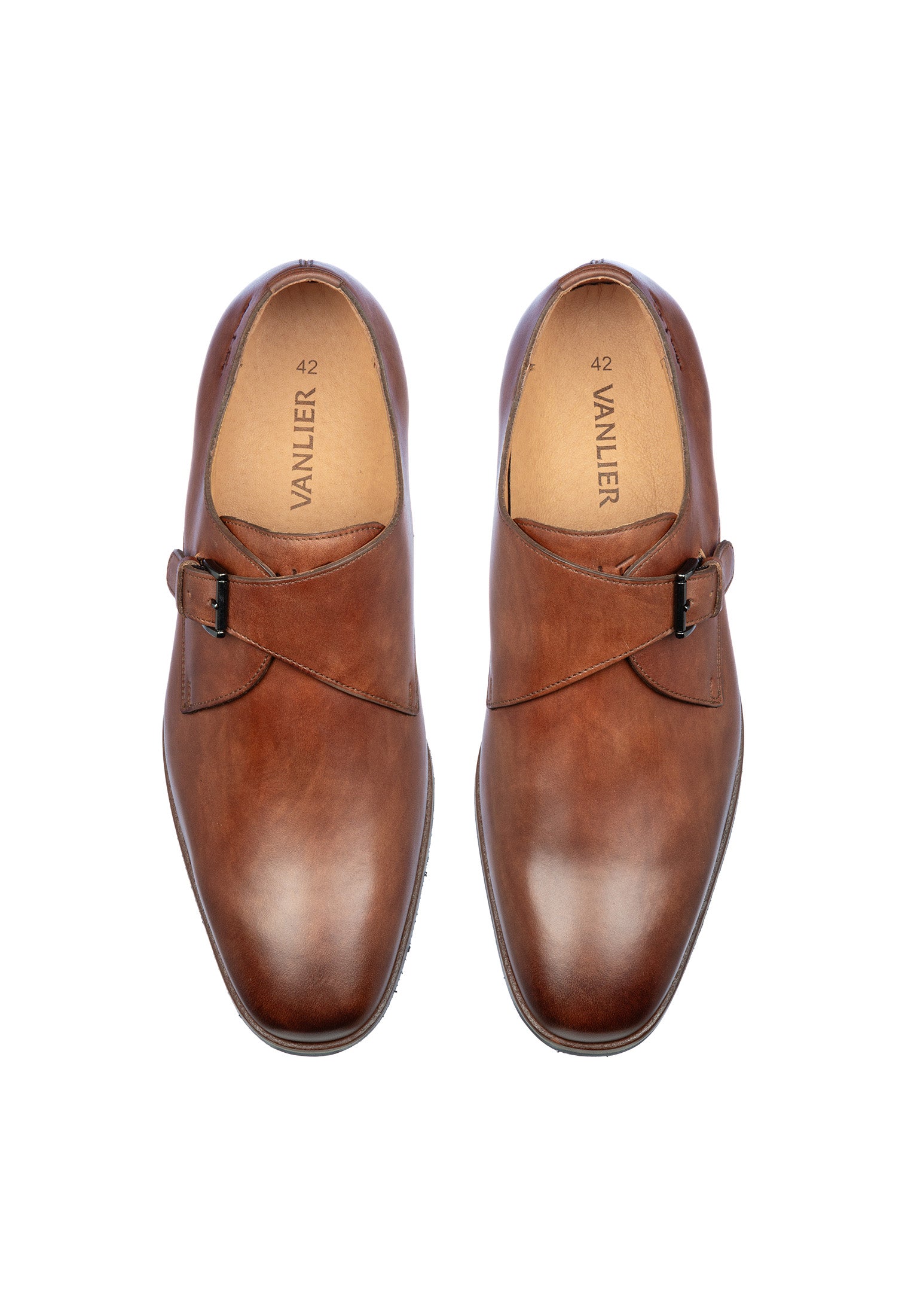 Licht cognac gladleren Amalfi gespschoen