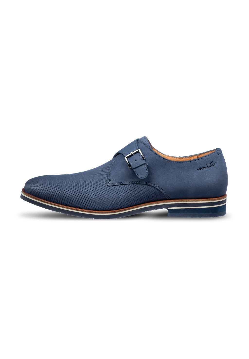 Blauw nubuck Amalfi gespschoen