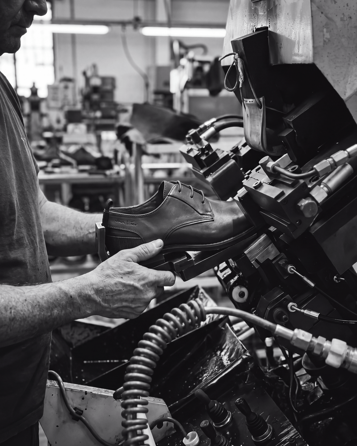 Cognac gladleren Amalfi veterschoen – vakmanschap in de fabriek