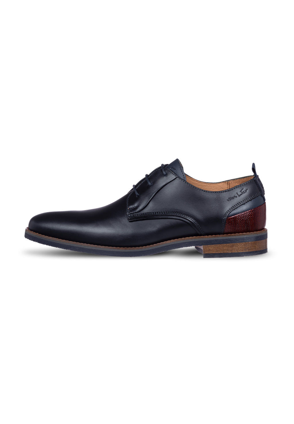 Chaussure lacée Amalfi en cuir lisse bleu marine