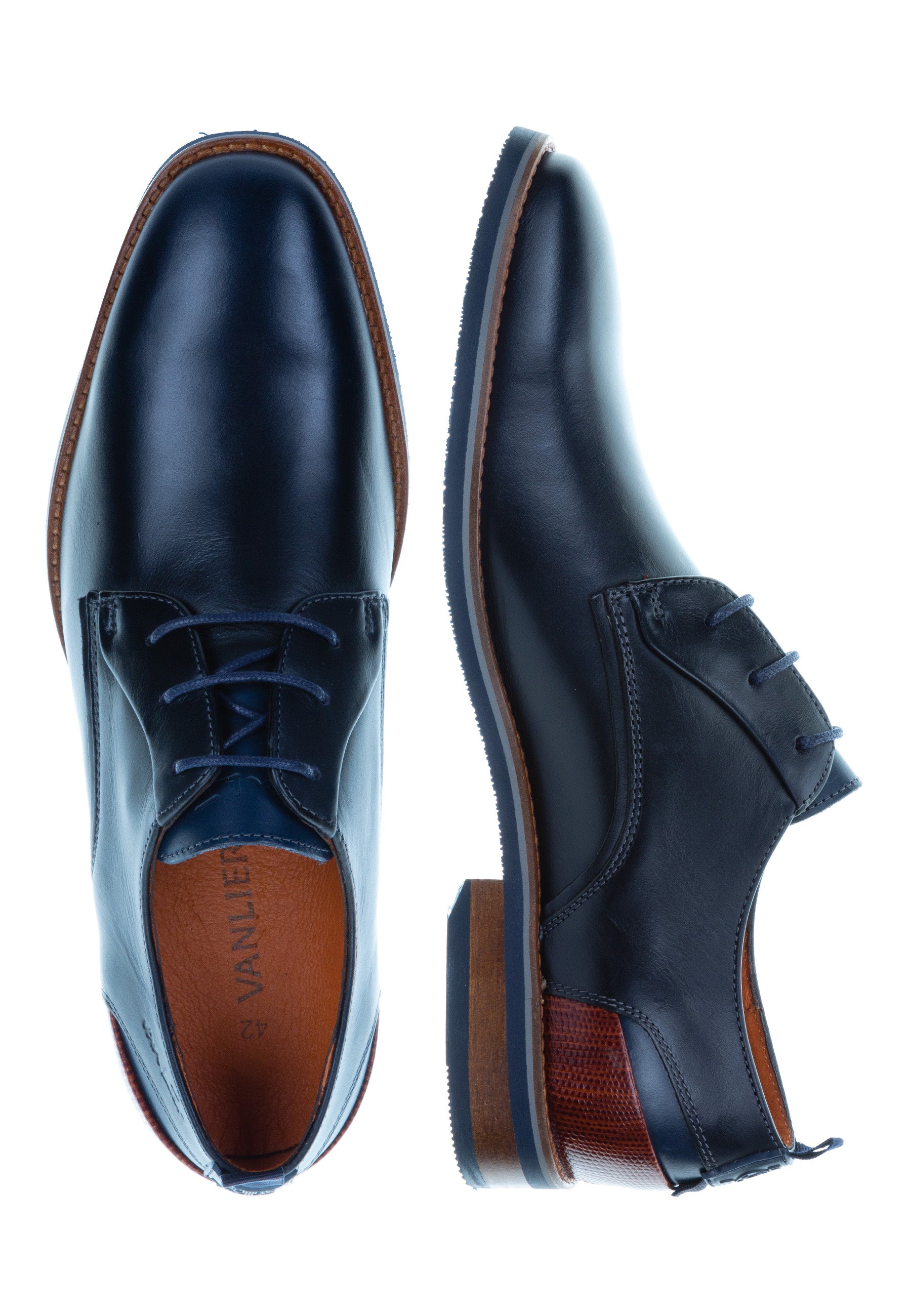 Navy blauw gladleren Amalfi veterschoen