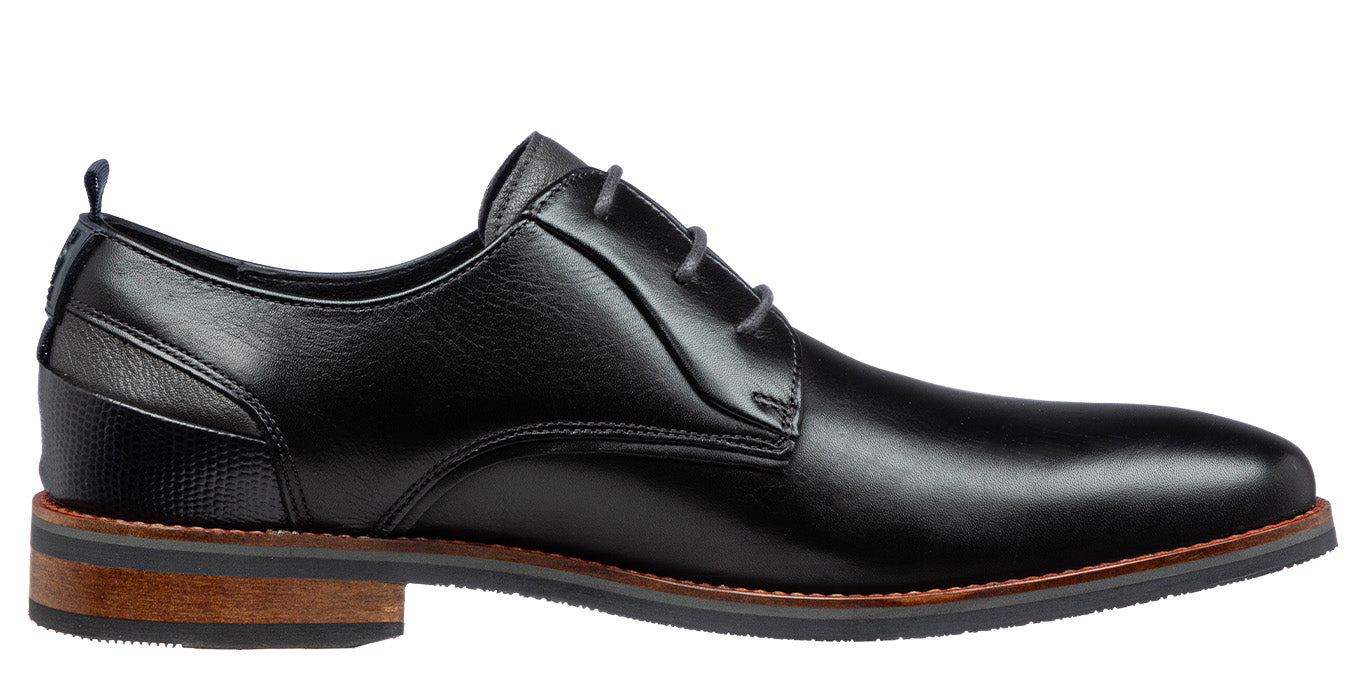 Zwart gladleren Amalfi veterschoen
