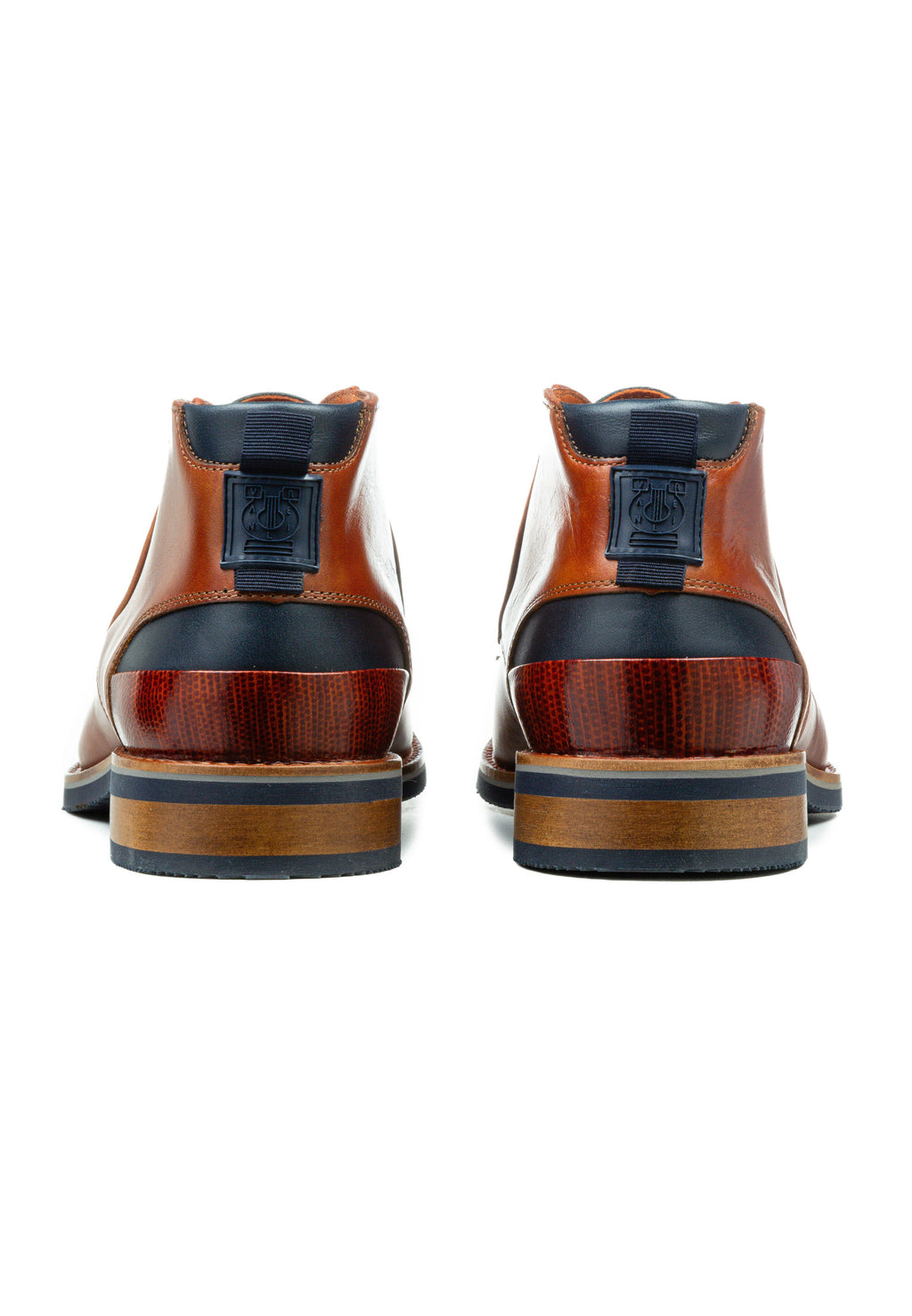 Cognac gladleren Amalfi halfhoge veterschoen