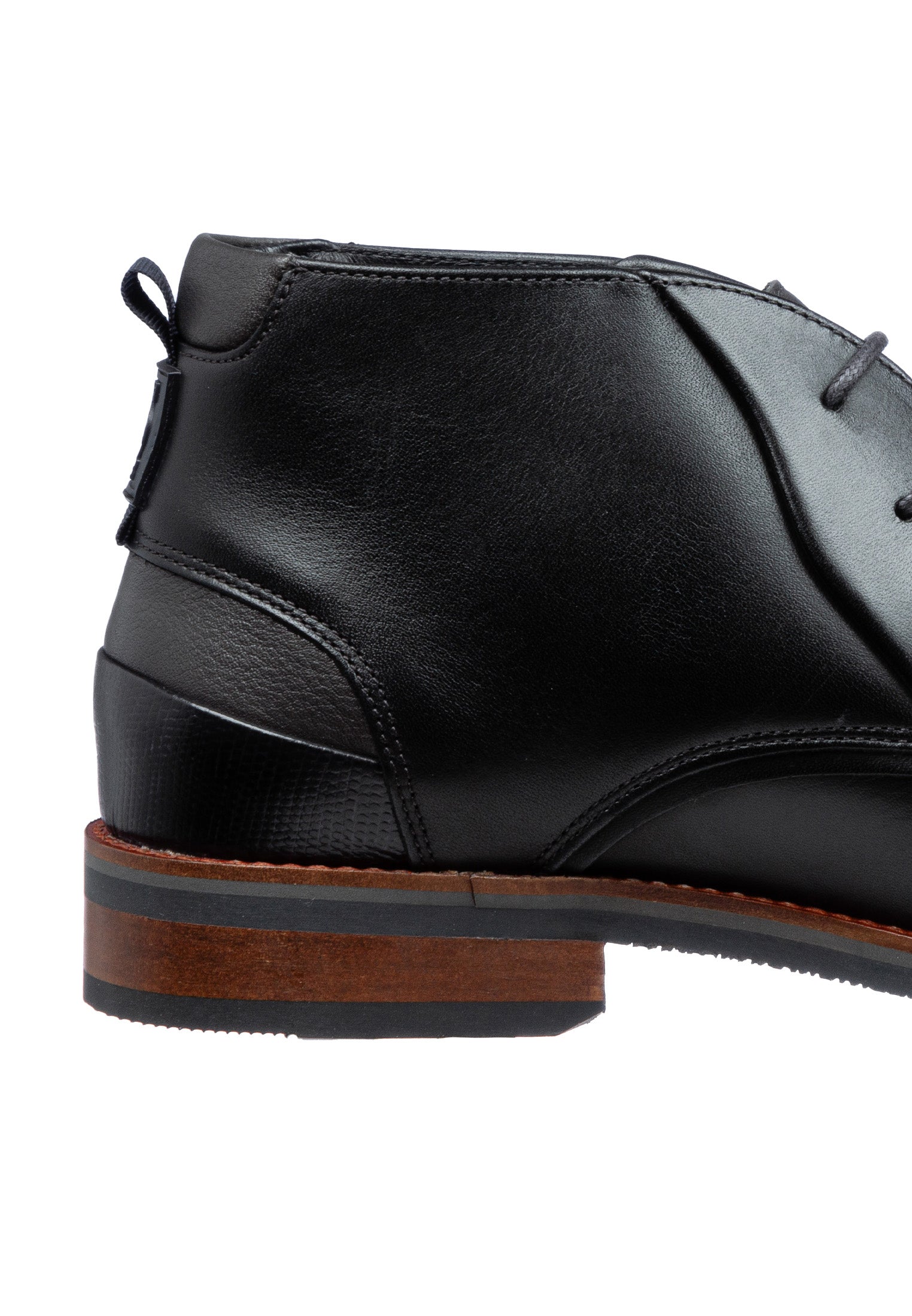 Zwart gladleren Amalfi halfhoge veterschoen