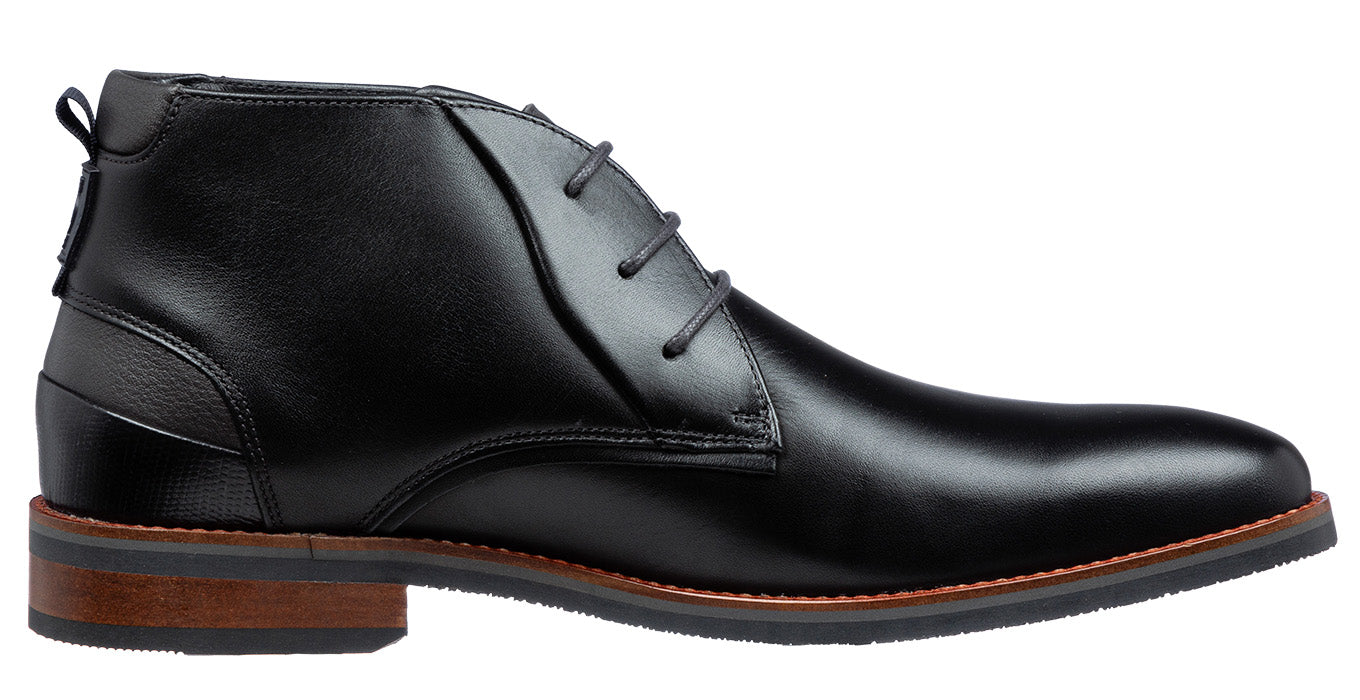 Zwart gladleren Amalfi halfhoge veterschoen