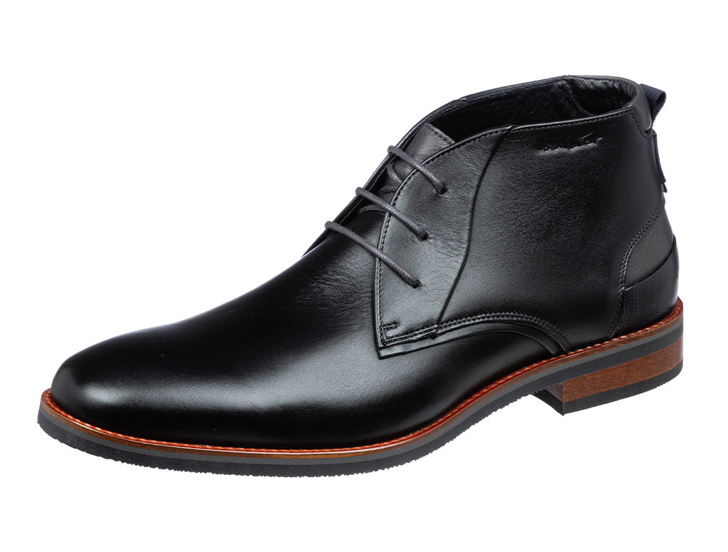 Zwart gladleren Amalfi halfhoge veterschoen