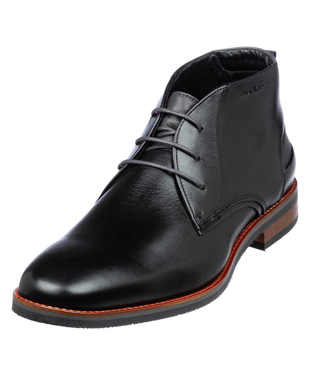 Zwart gladleren Amalfi halfhoge veterschoen