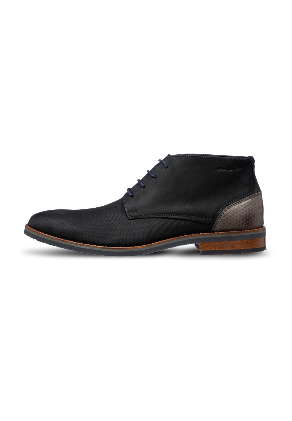 Zwart gladleren Amalfi halfhoge veterschoen