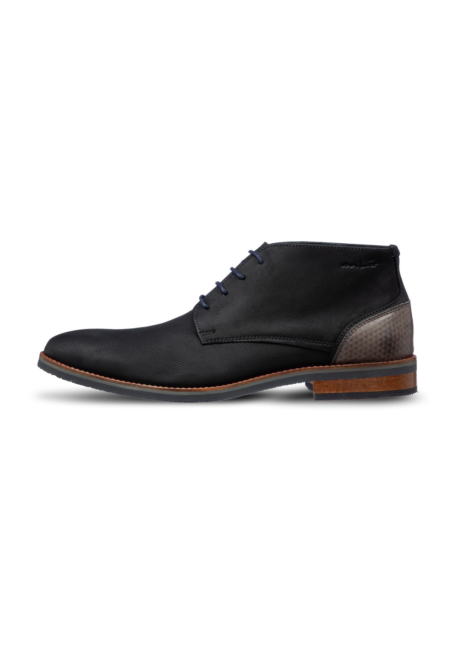 Zwart gladleren Amalfi halfhoge veterschoen