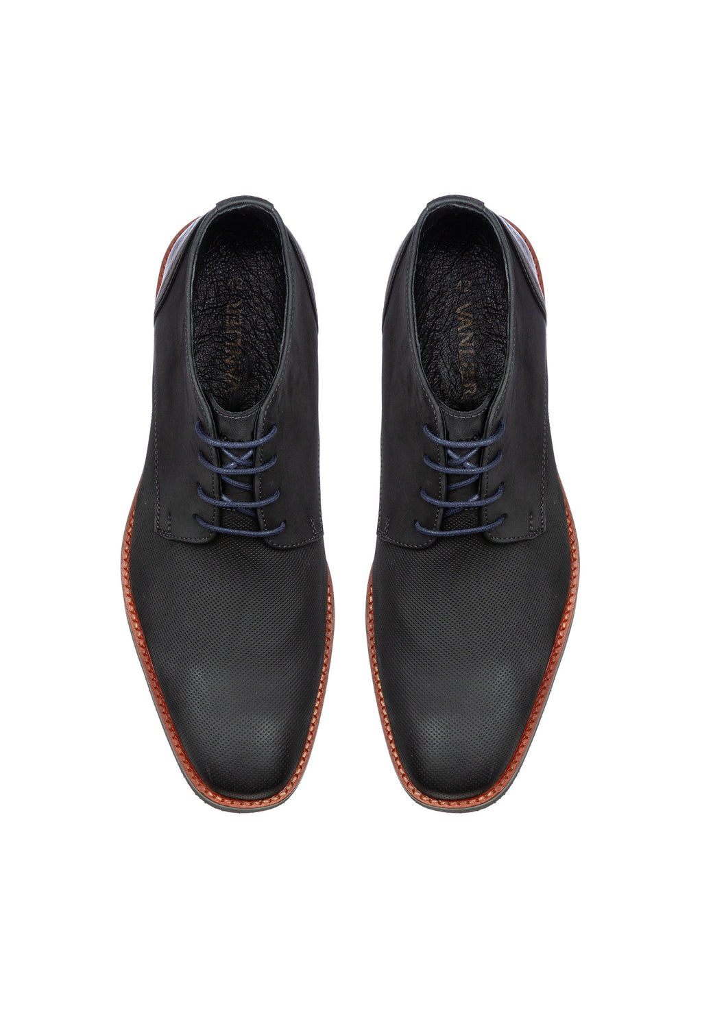 Zwart gladleren Amalfi halfhoge veterschoen