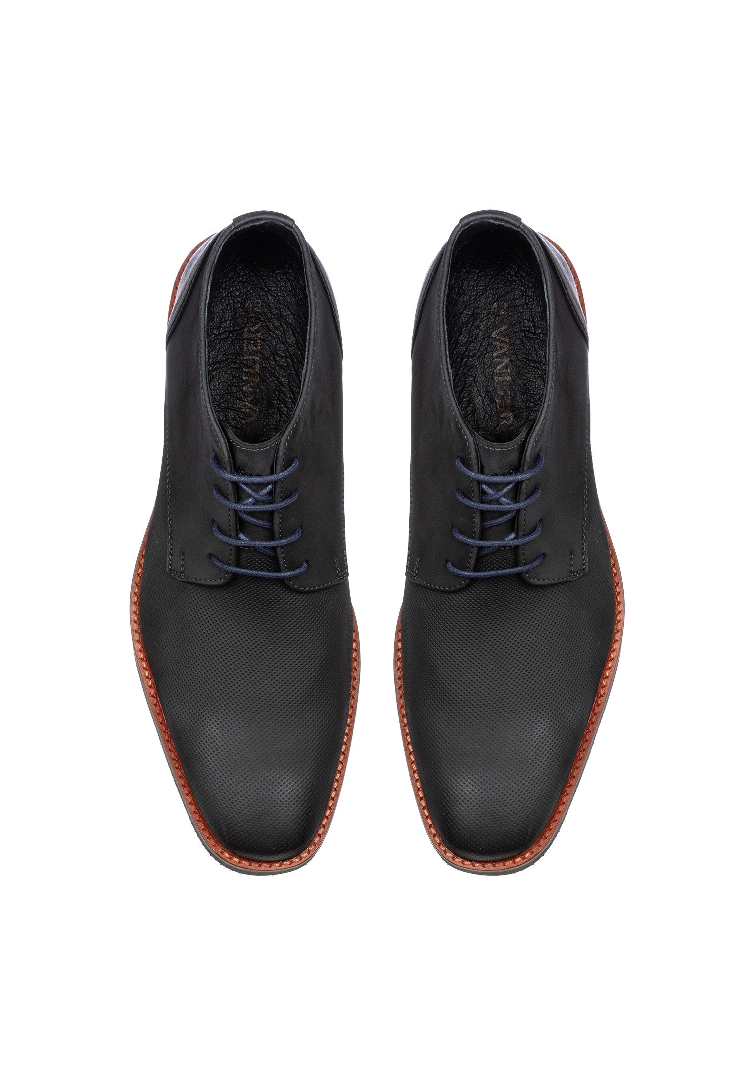 Zwart gladleren Amalfi halfhoge veterschoen