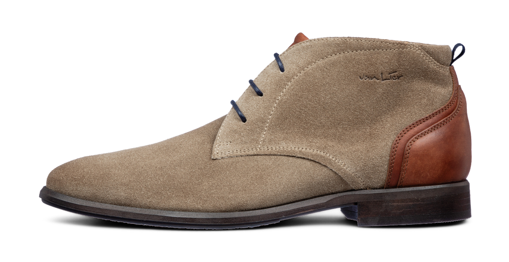 Taupe suède Erasmo halfhoge veterschoen