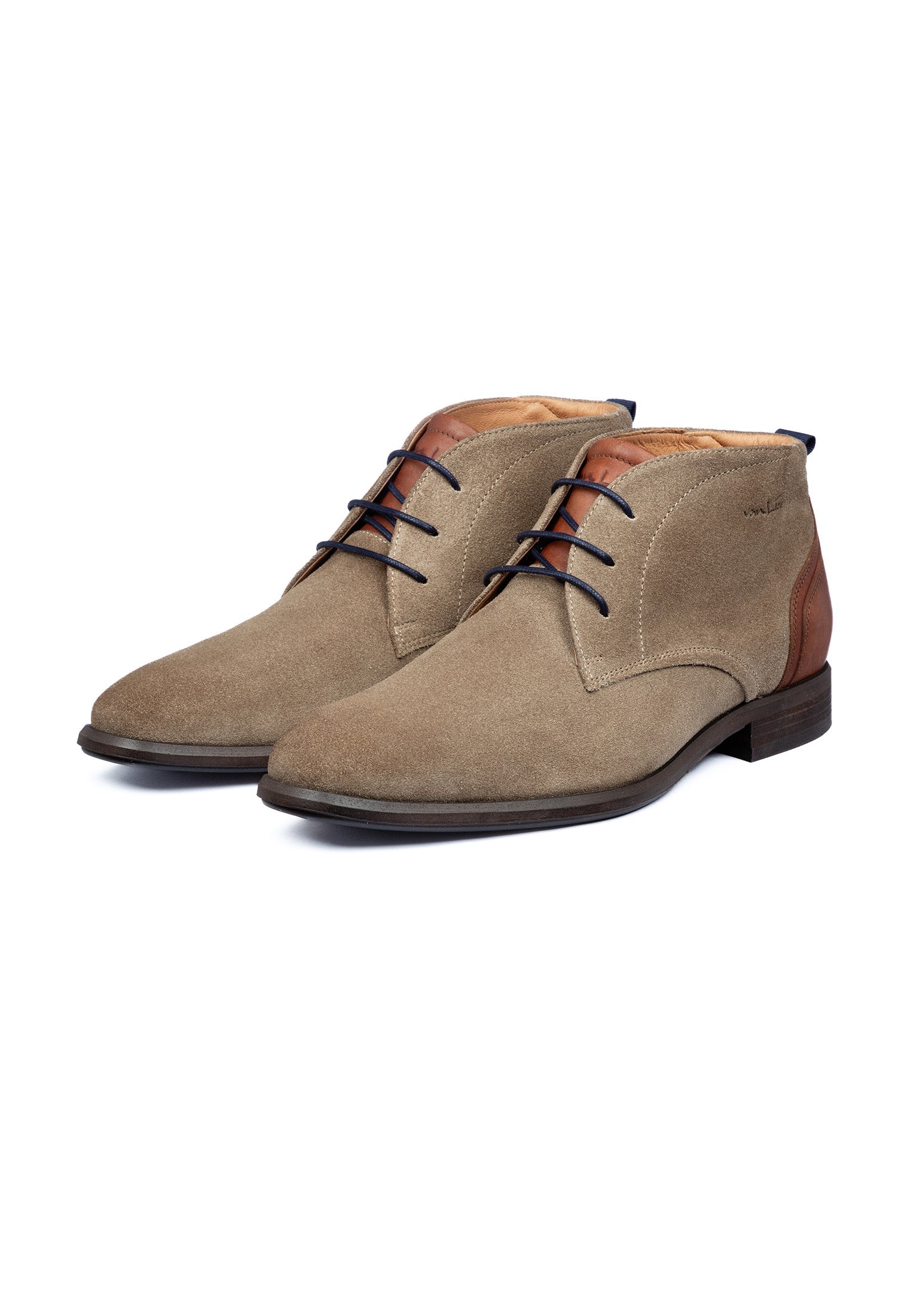 Taupe suède Erasmo halfhoge veterschoen