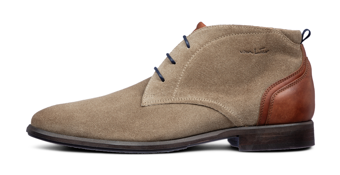 Taupe suède Erasmo halfhoge veterschoen