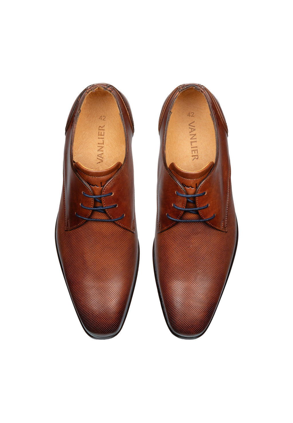 Licht cognac gladleren Erasmo veterschoen