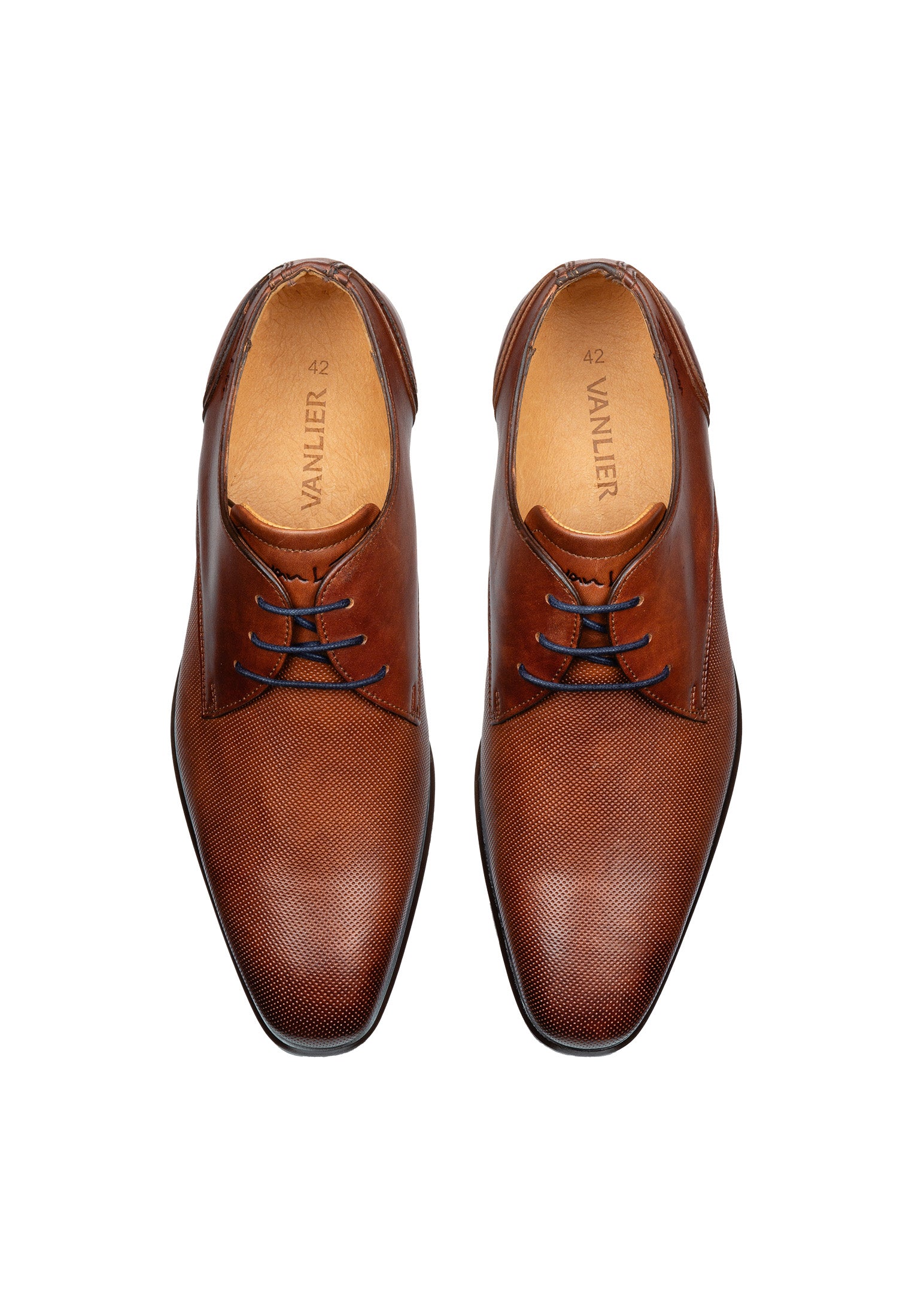 Licht cognac gladleren Erasmo veterschoen