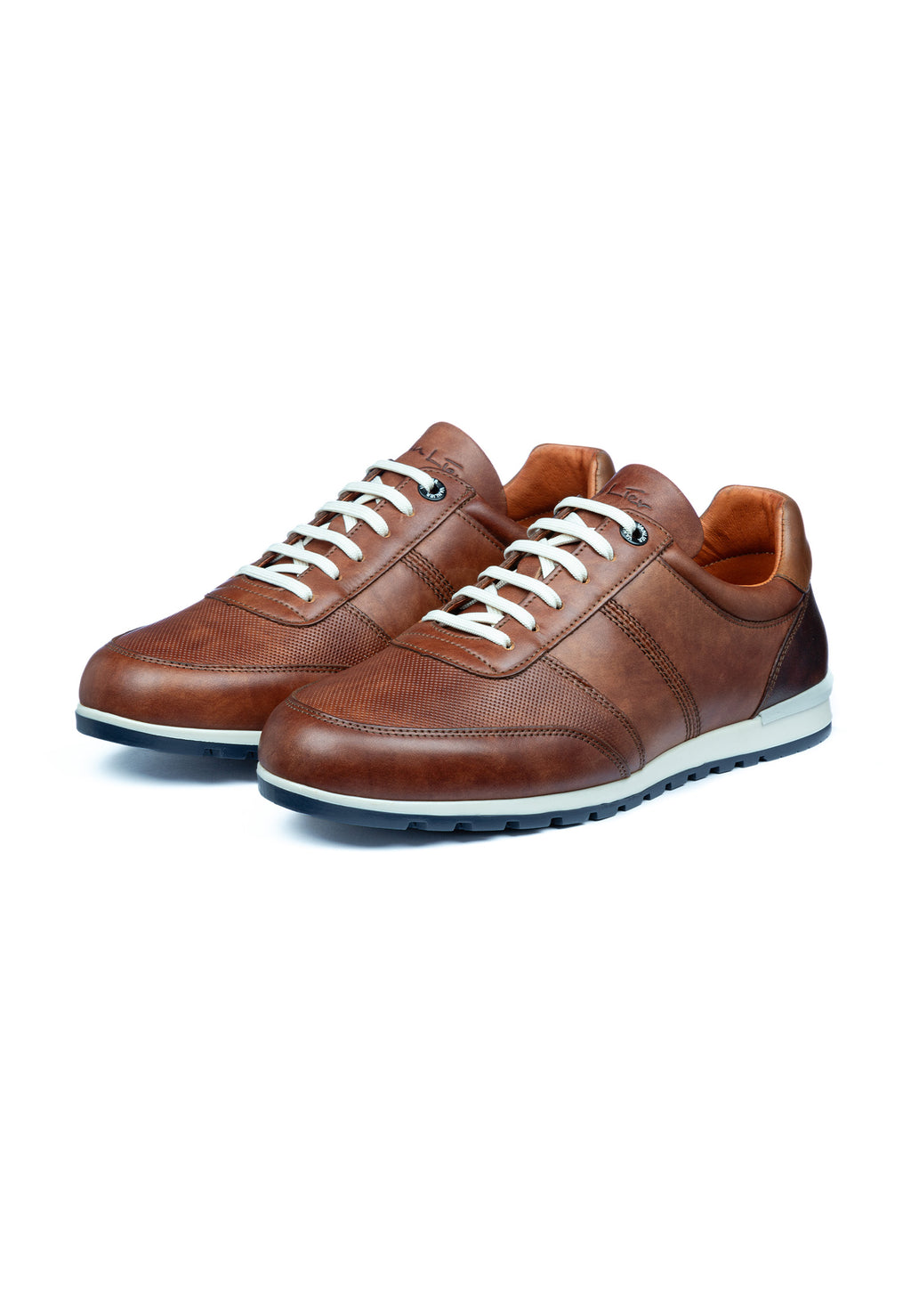 Licht cognac gladleren Anzano sneaker