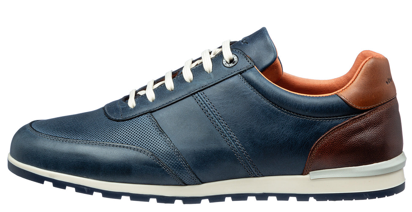Blauw gladleren Anzano sneaker