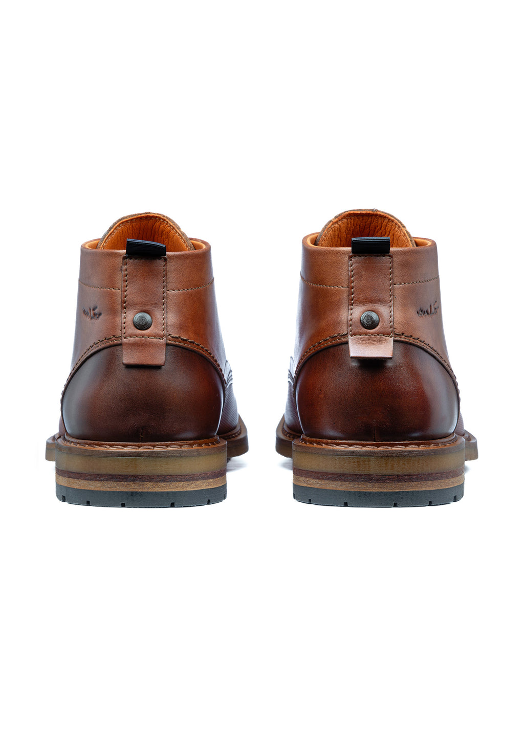 Cognac gladleren Dino veterschoen