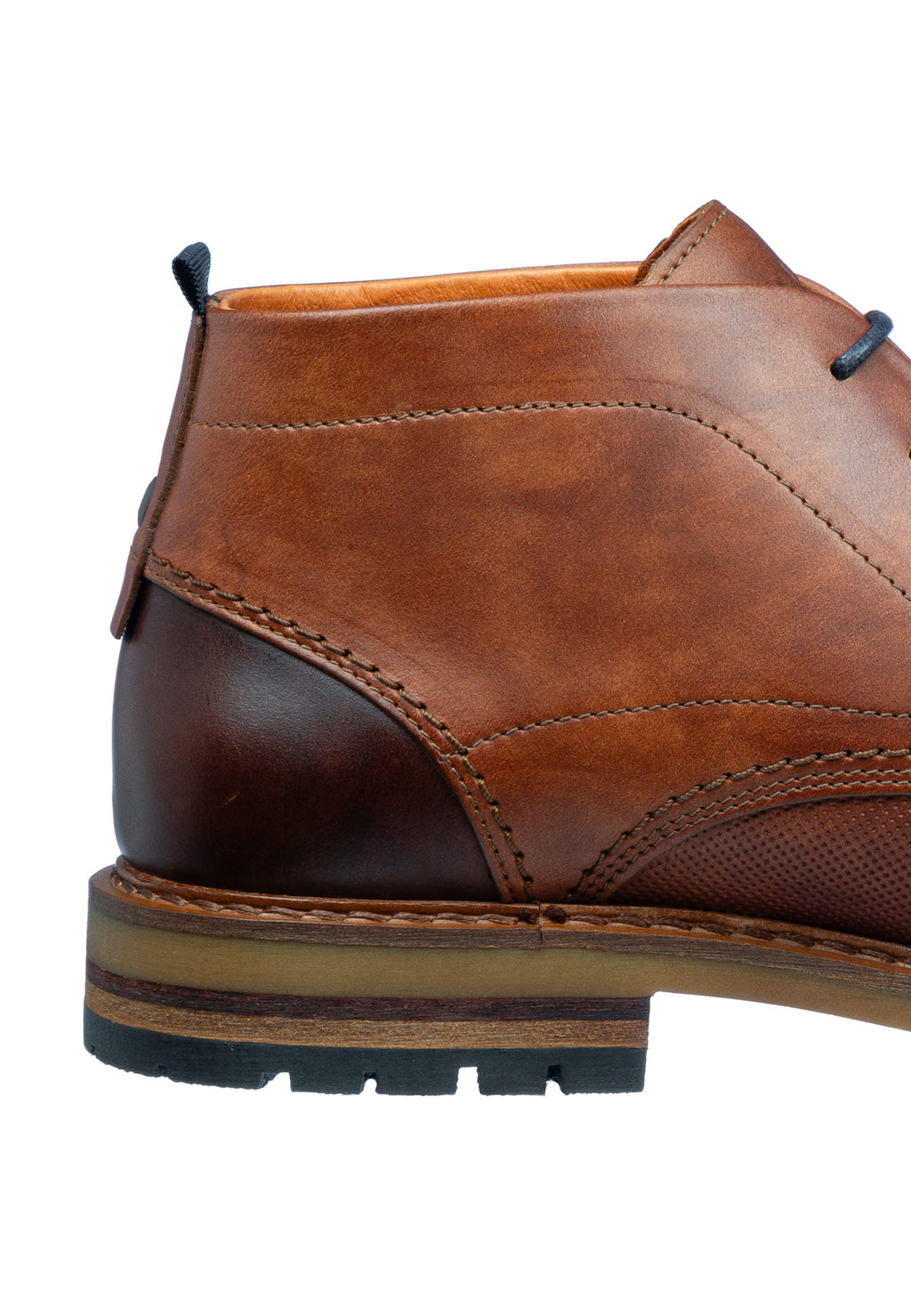 Cognac gladleren Dino veterschoen