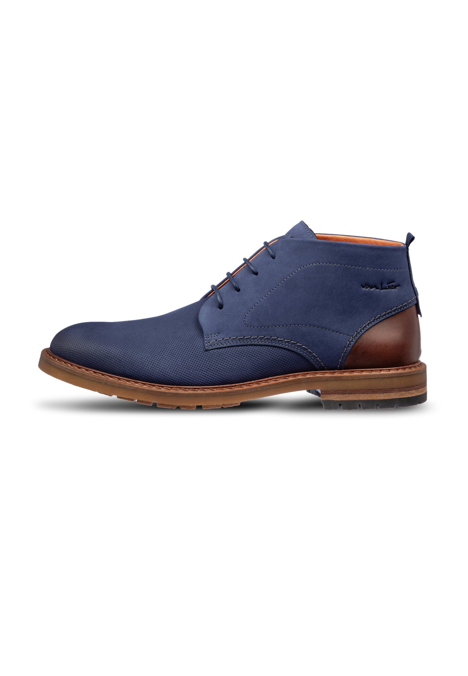Blauw gladleren Dino halfhoge veterschoen