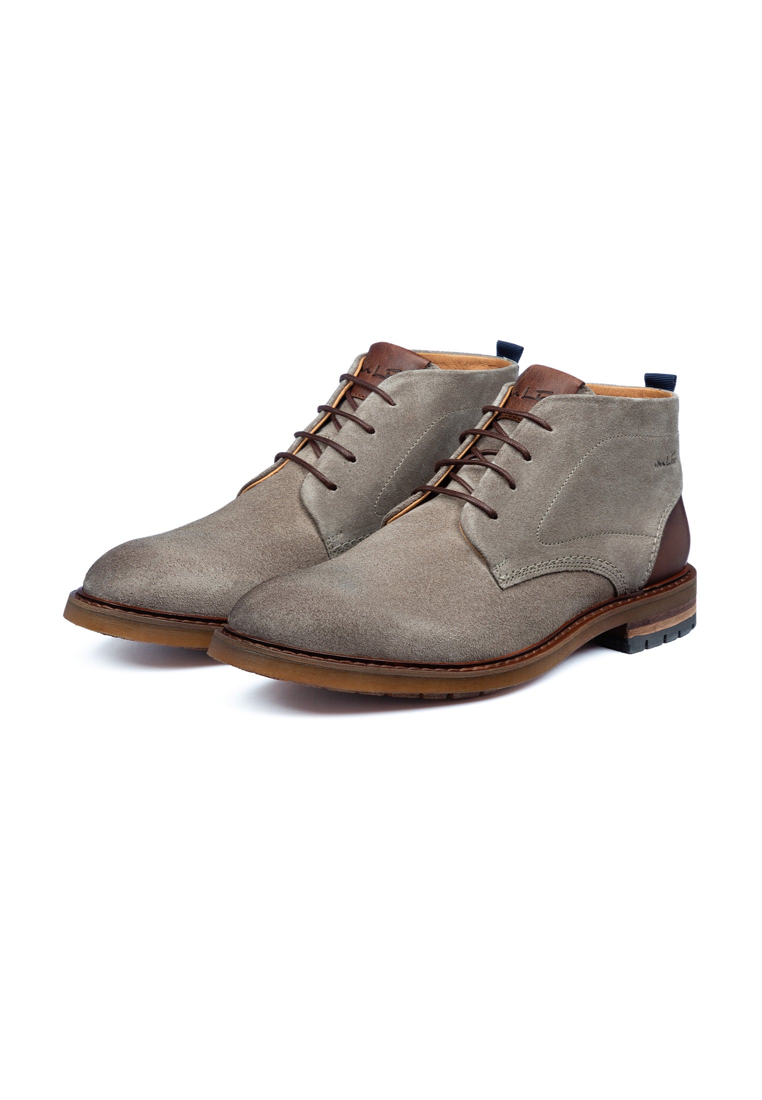 Taupe suède dino halfhoge veterschoen