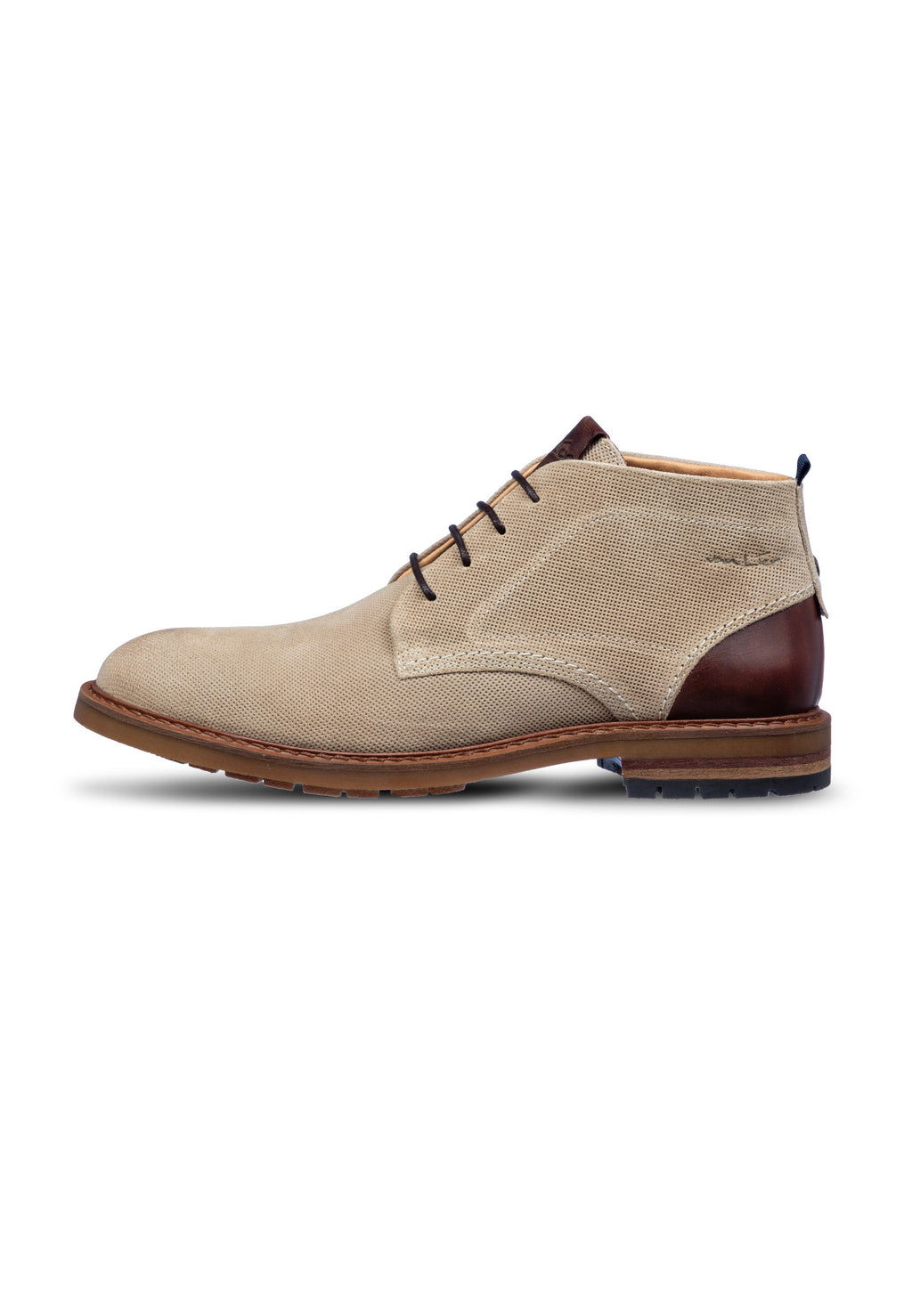 Licht taupe suède Dino halfhoge veterschoen