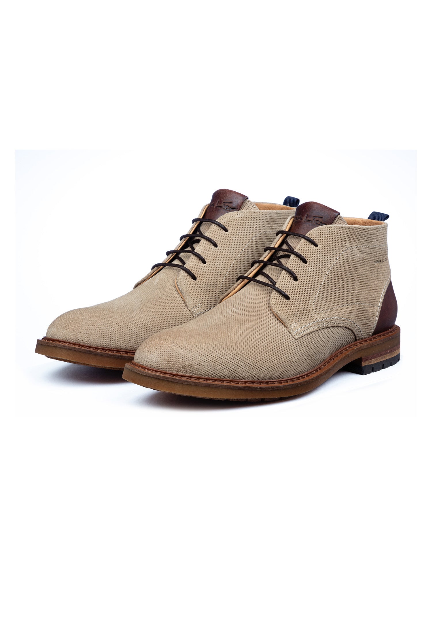 Licht taupe suède Dino halfhoge veterschoen