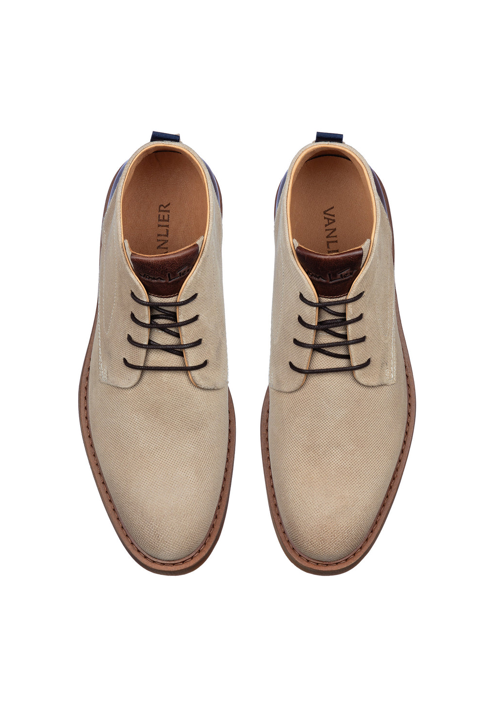 Licht taupe suède Dino halfhoge veterschoen