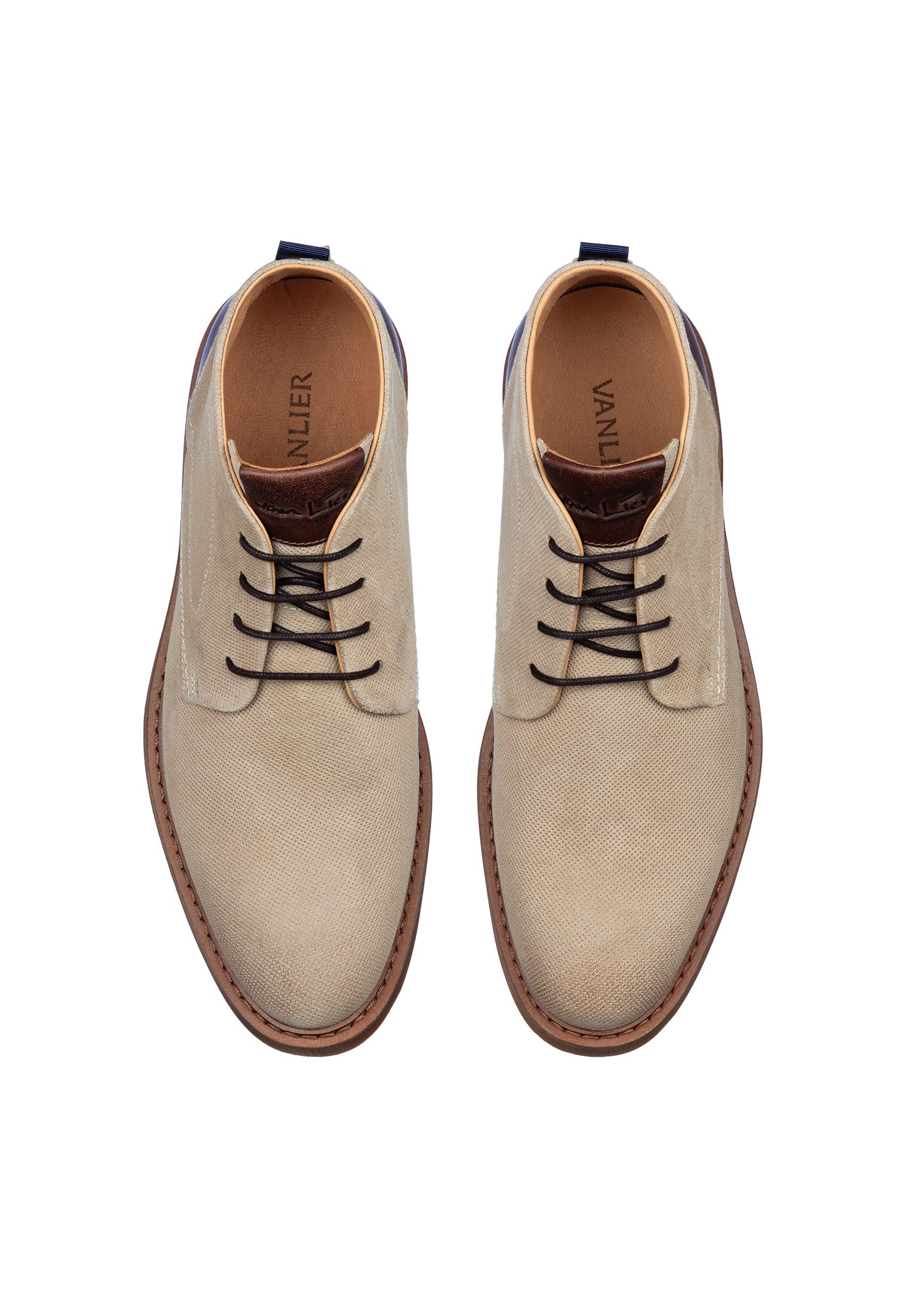 Licht taupe suède Dino halfhoge veterschoen