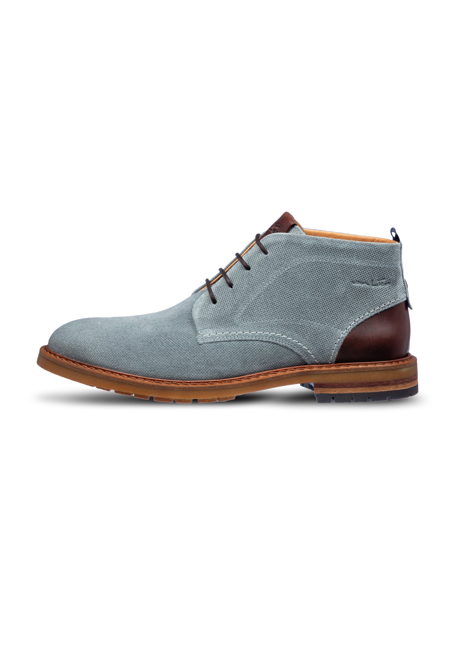Gray blue suede Dino mid-top lace-up shoe