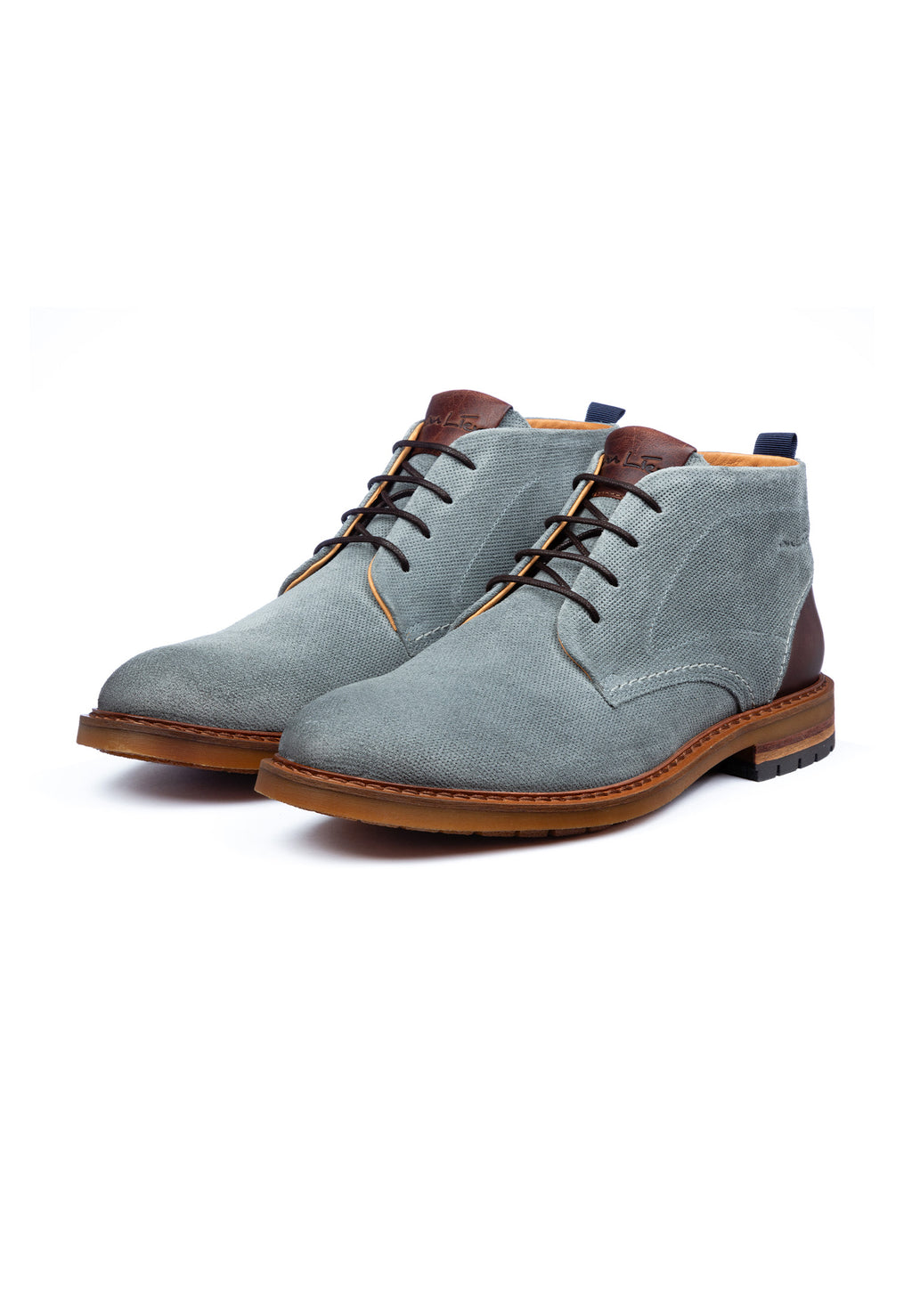 Grijs blauw suède Dino halfhoge veterschoen