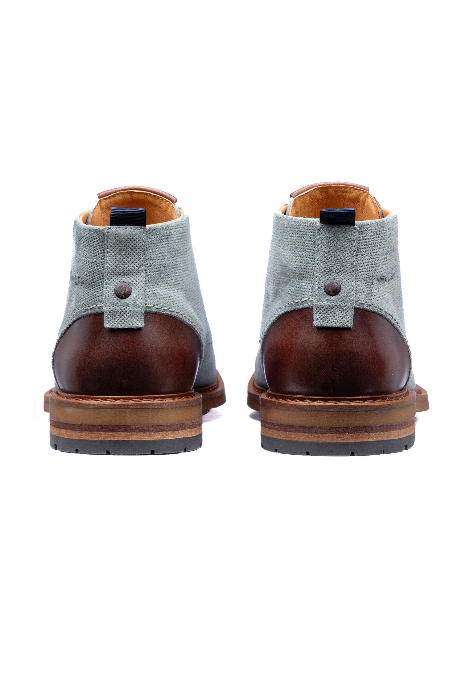 Gray blue suede Dino mid-top lace-up shoe