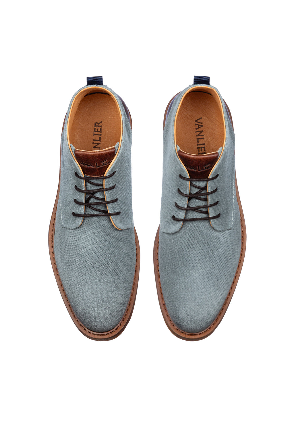 Grijs blauw suède Dino halfhoge veterschoen
