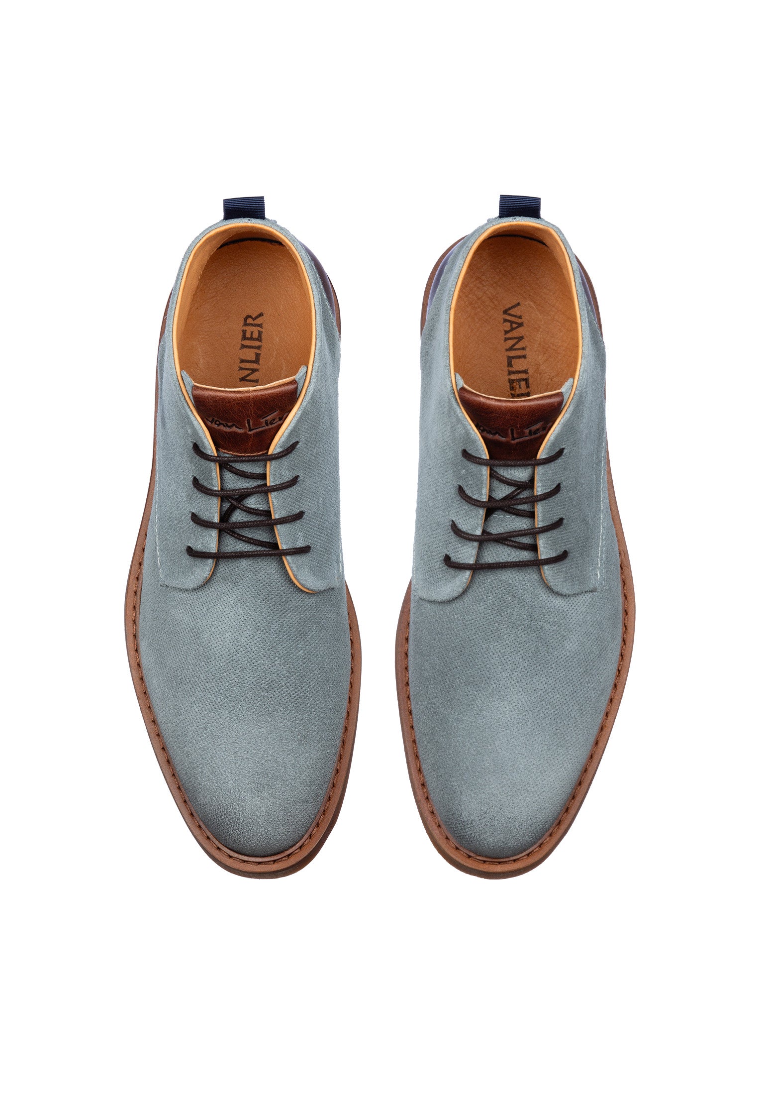 Gray blue suede Dino mid-top lace-up shoe