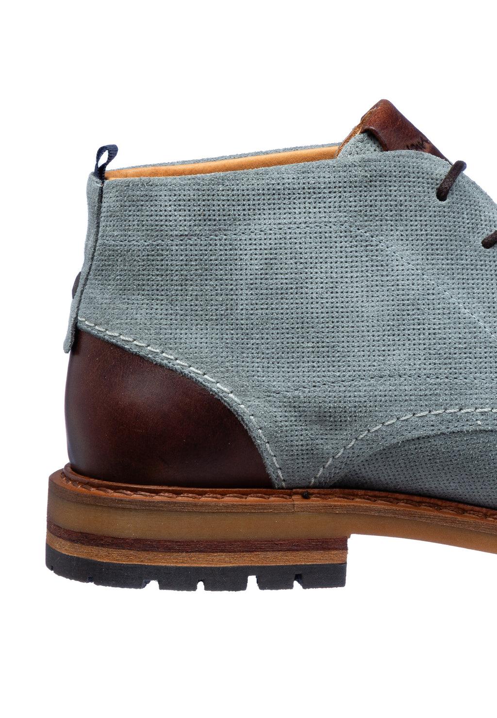 Grijs blauw suède Dino halfhoge veterschoen