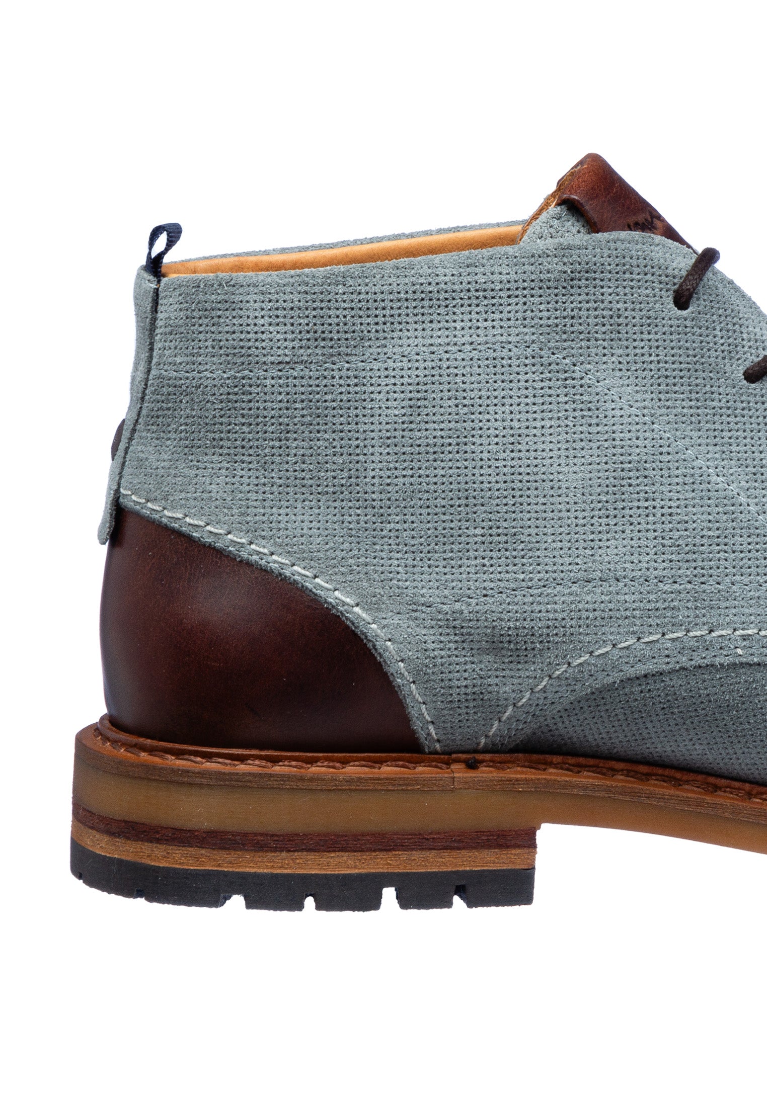 Gray blue suede Dino mid-top lace-up shoe