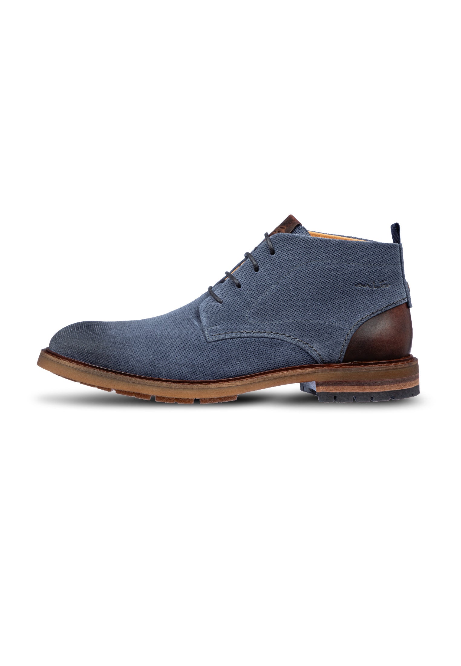 Metal blauw suède dino halfhoge veterschoen
