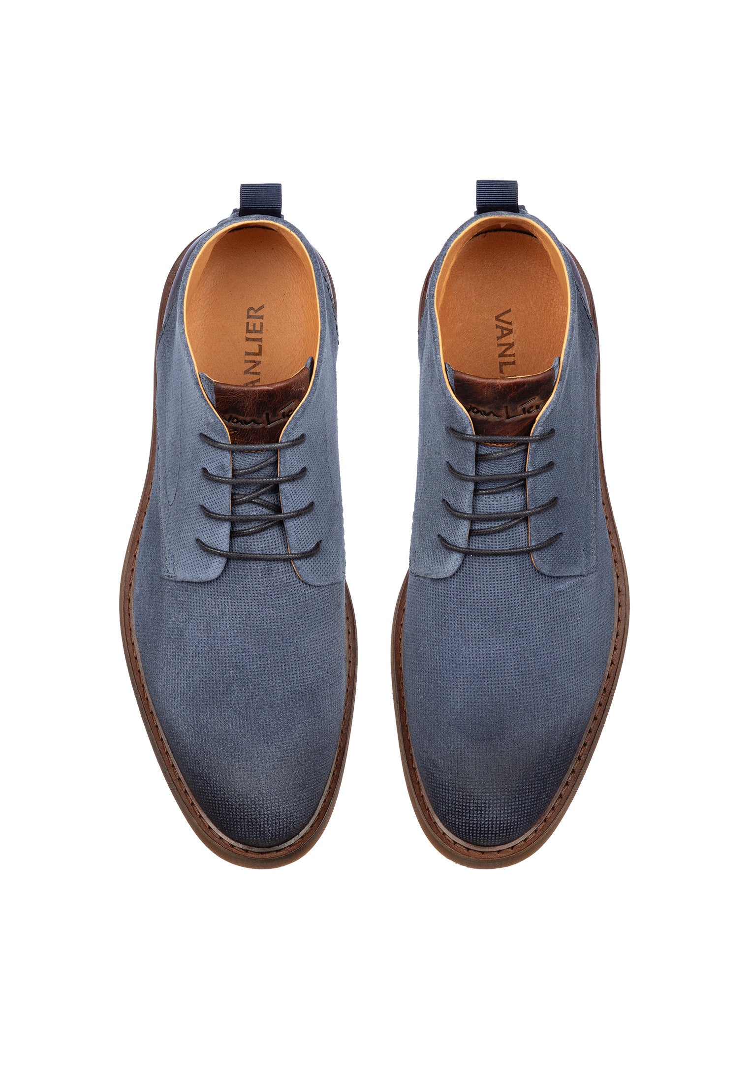 Metal blauw suède dino halfhoge veterschoen