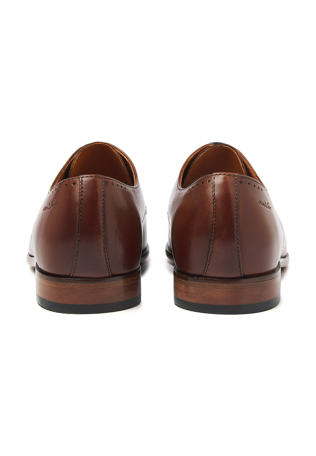 Cognac gladleren Hercules veterschoen