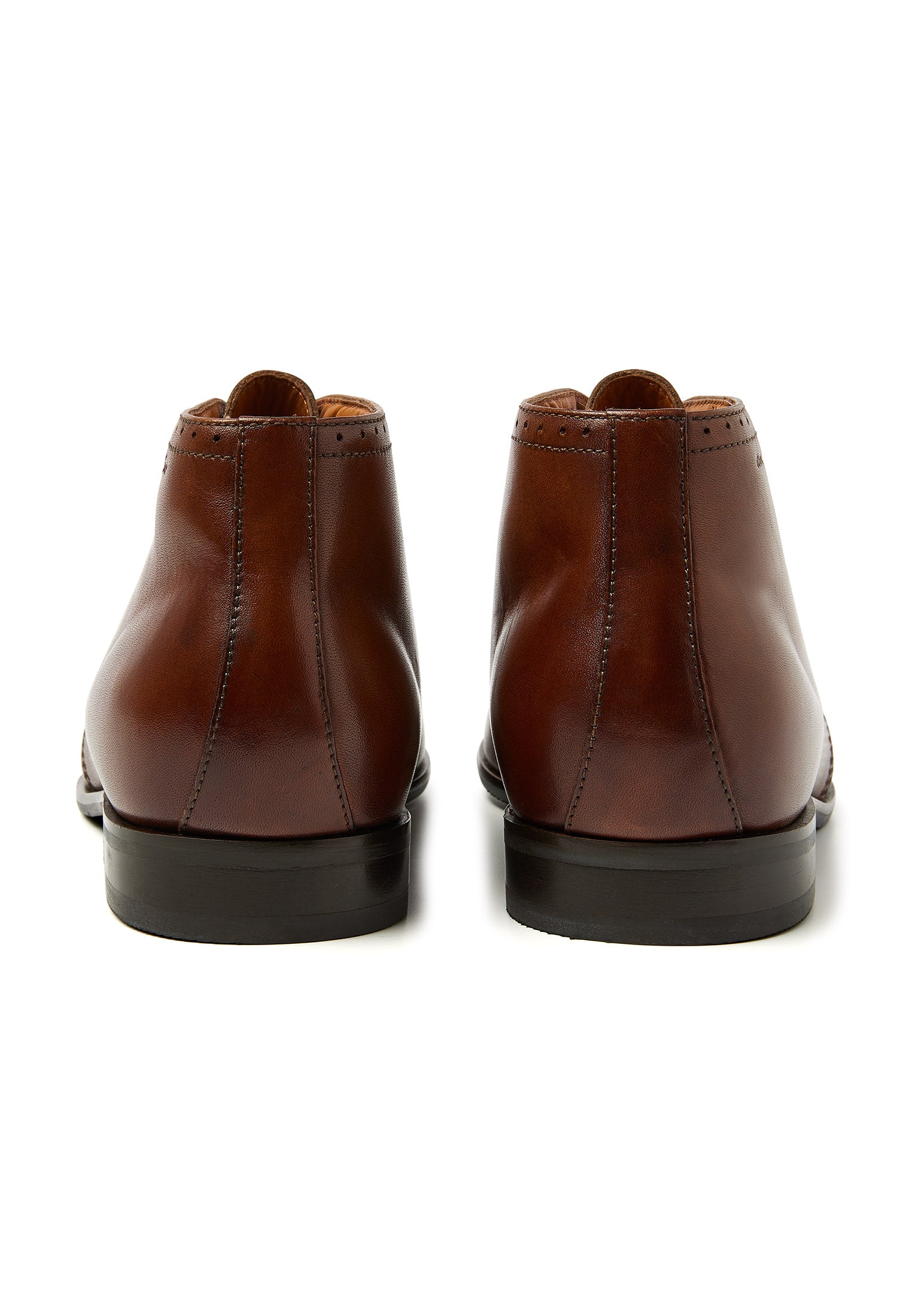 Cognac gladleren Santorini halfhoge veterschoen