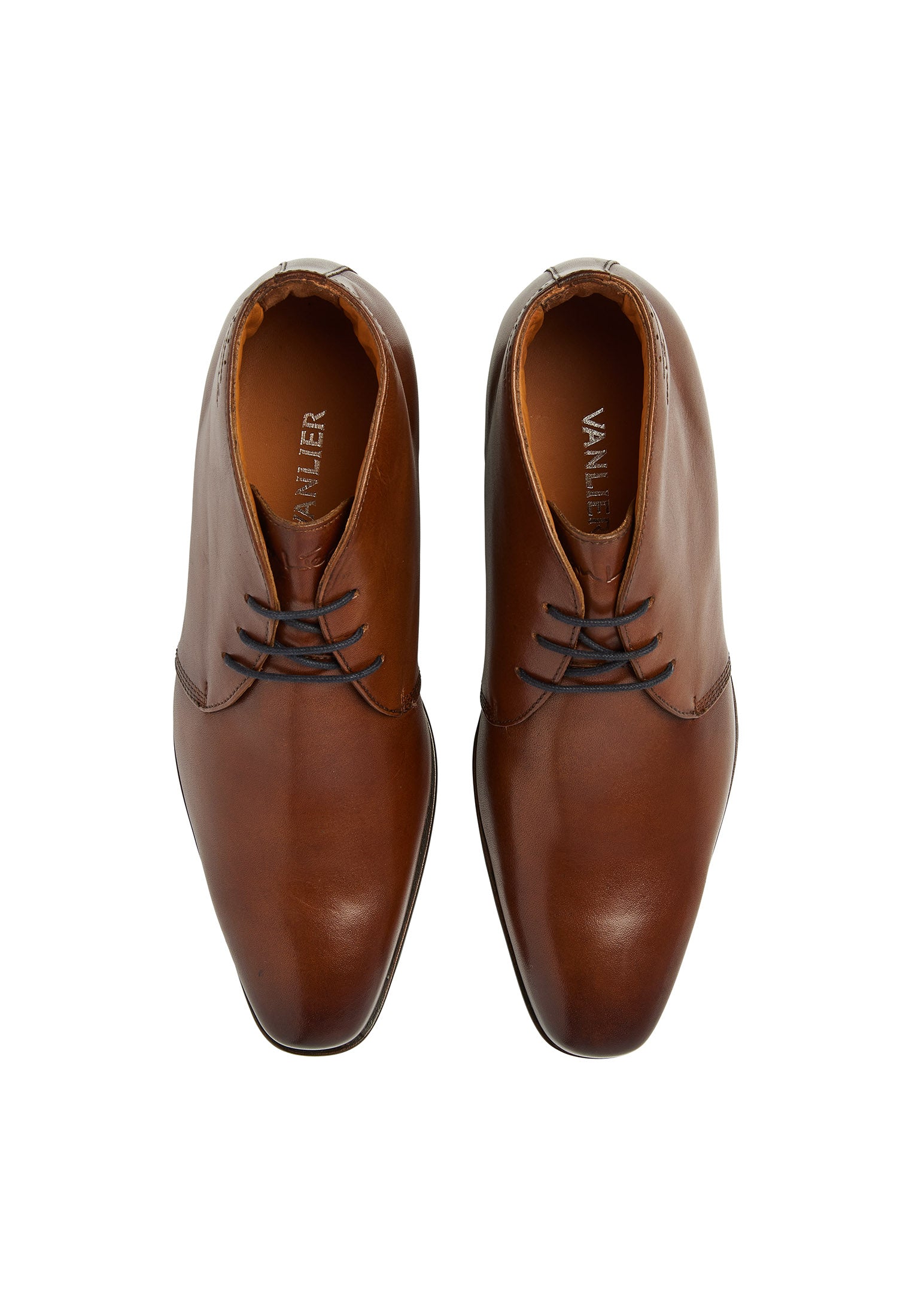 Cognac gladleren Santorini halfhoge veterschoen