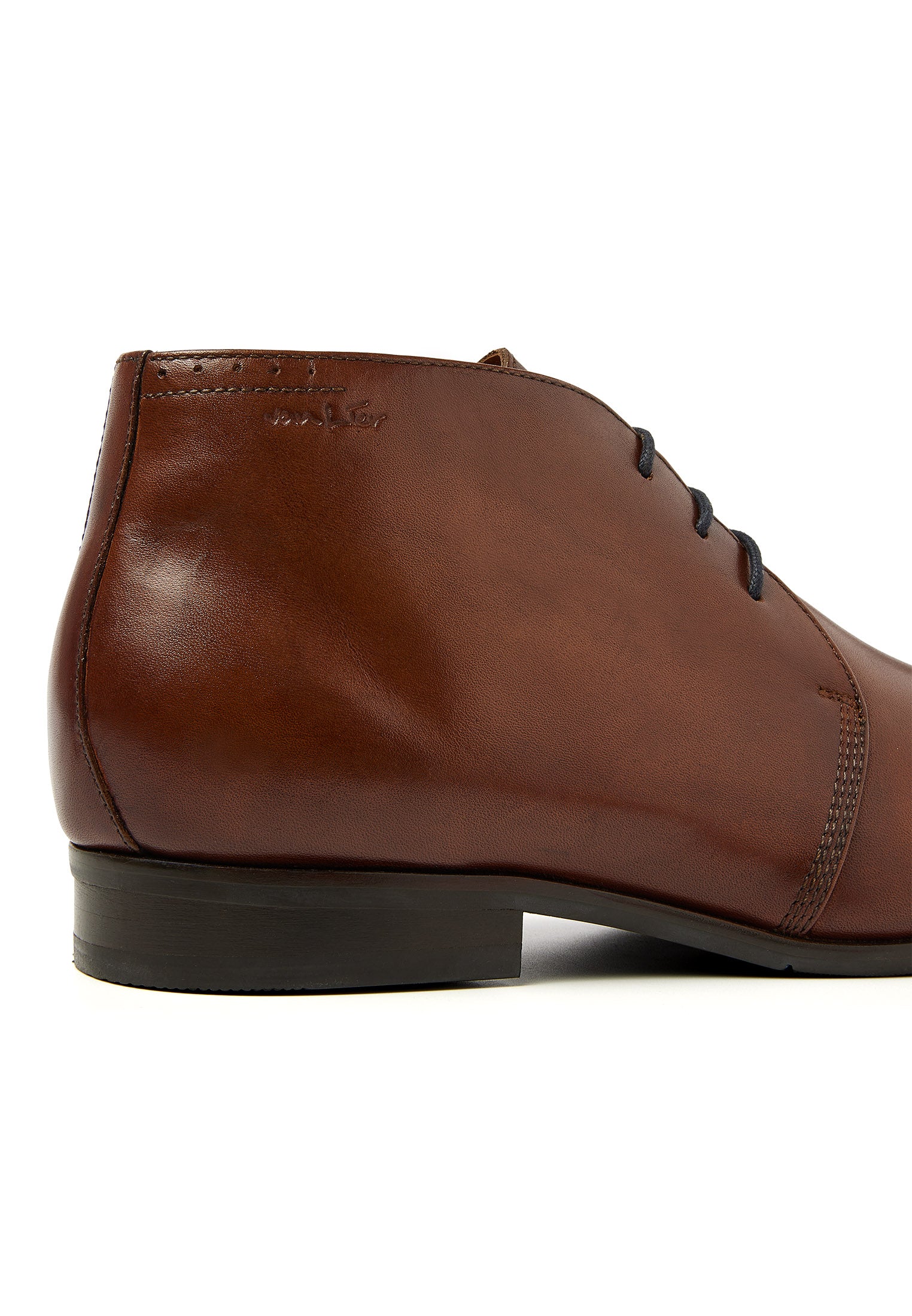 Cognac gladleren Santorini halfhoge veterschoen