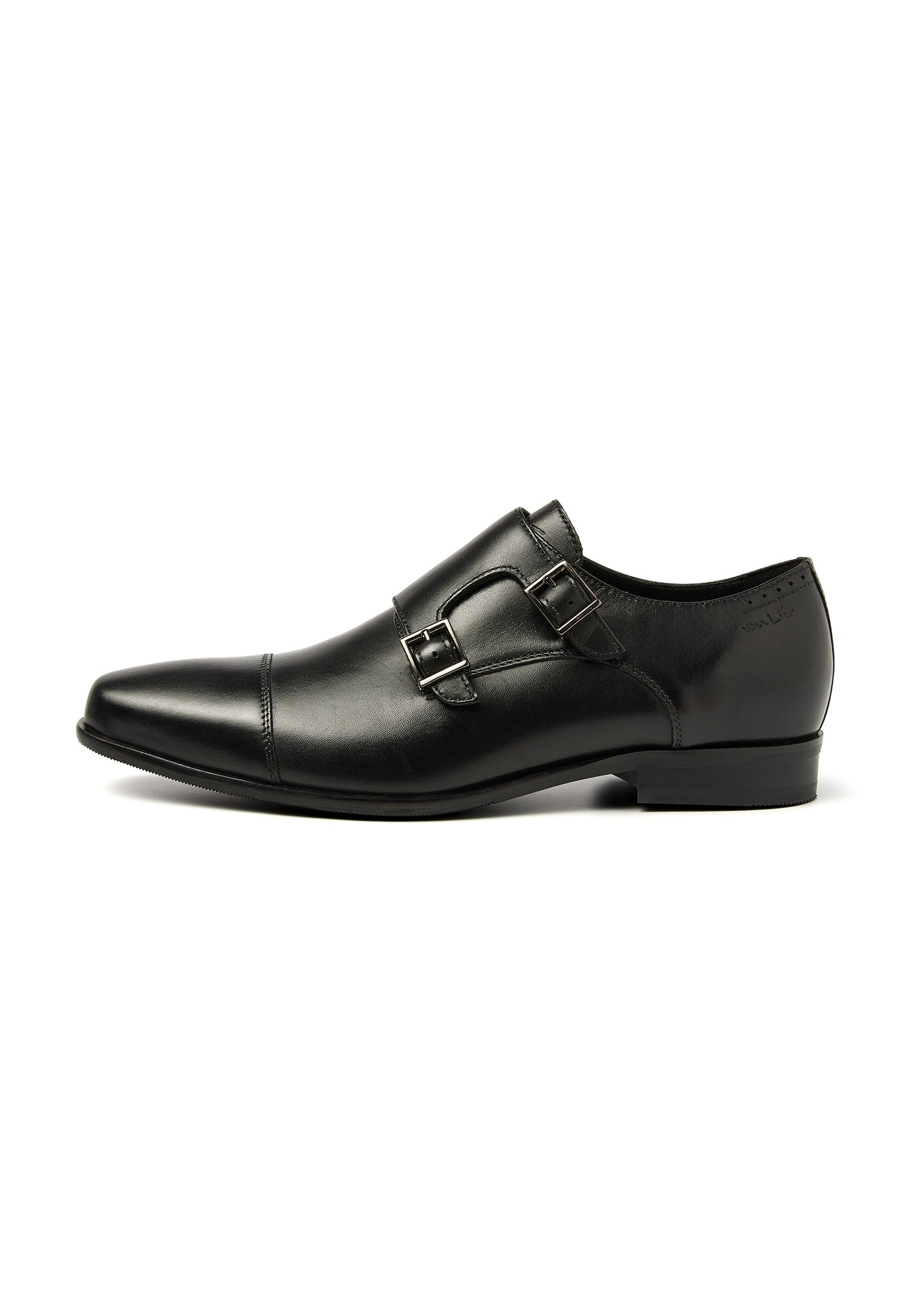 Black smooth leather Santorini buckle shoe